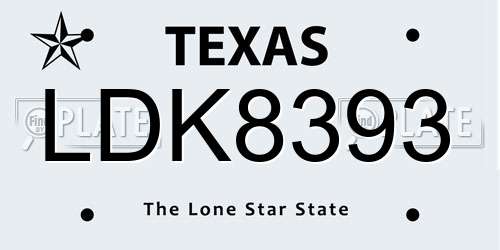 LDK8393 Texas License Plate