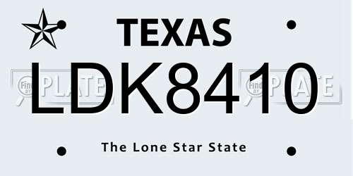 LDK8410 Texas License Plate