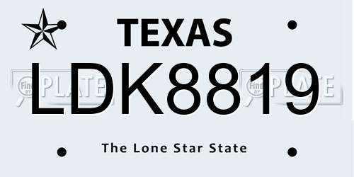 LDK8819 Texas License Plate