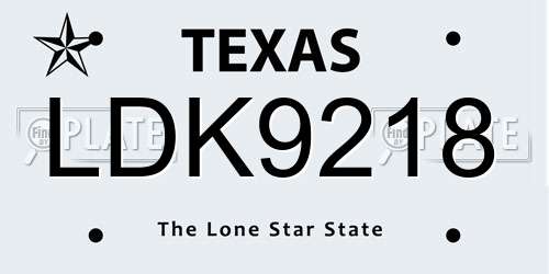 LDK9218 Texas License Plate