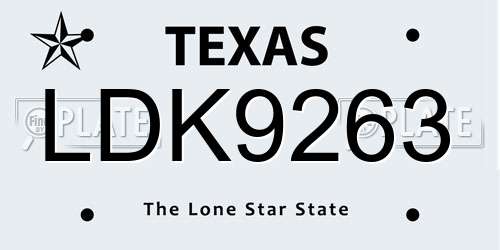LDK9263 Texas License Plate