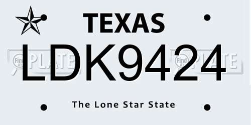 LDK9424 Texas License Plate