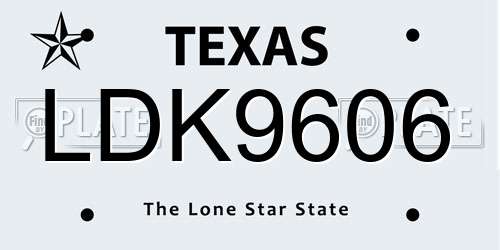 LDK9606 Texas License Plate