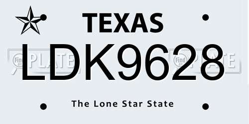 LDK9628 Texas License Plate