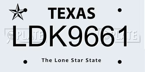 LDK9661 Texas License Plate