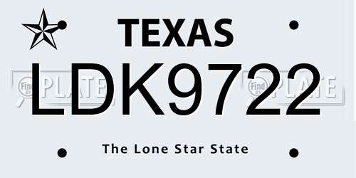 LDK9722 Texas License Plate