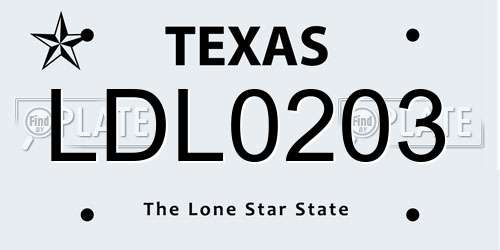 LDL0203 Texas License Plate