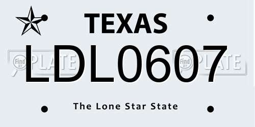 LDL0607 Texas License Plate