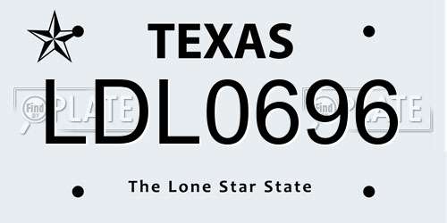 LDL0696 Texas License Plate