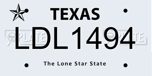 LDL1494 Texas License Plate