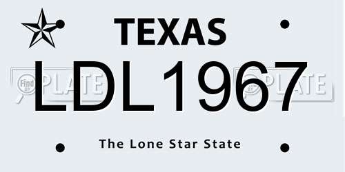 LDL1967 Texas License Plate