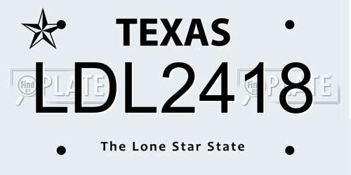 LDL2418 Texas License Plate