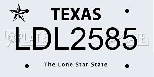 LDL2585 Texas License Plate