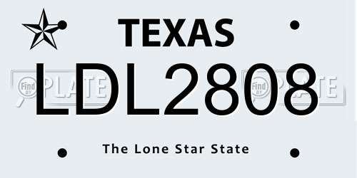 LDL2808 Texas License Plate