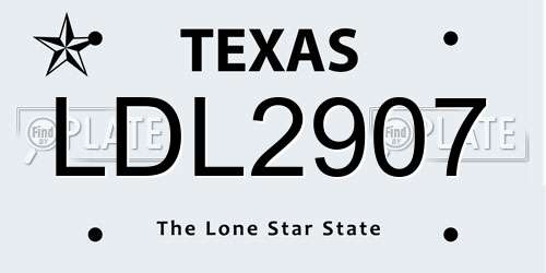 LDL2907 Texas License Plate