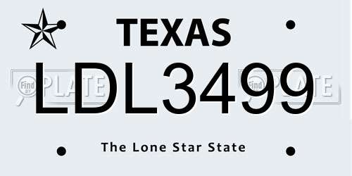 LDL3499 Texas License Plate