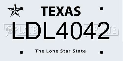 LDL4042 Texas License Plate