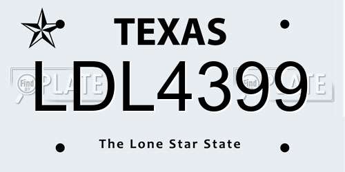 LDL4399 Texas License Plate