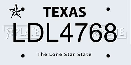 LDL4768 Texas License Plate