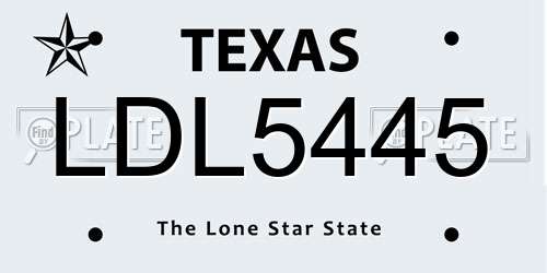 LDL5445 Texas License Plate