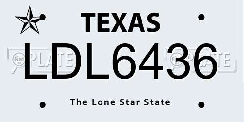 LDL6436 Texas License Plate