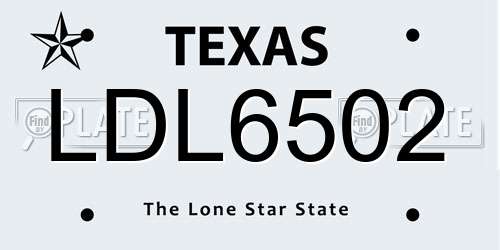 LDL6502 Texas License Plate