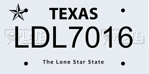 LDL7016 Texas License Plate