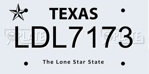 LDL7173 Texas License Plate