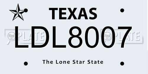 LDL8007 Texas License Plate