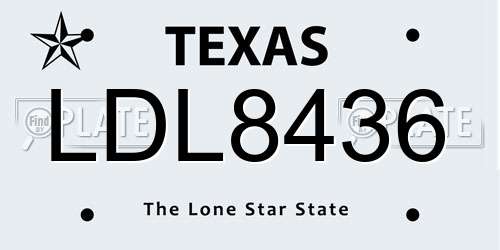 LDL8436 Texas License Plate