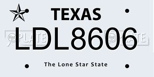 LDL8606 Texas License Plate