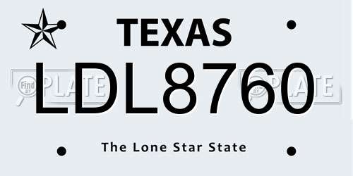 LDL8760 Texas License Plate