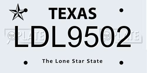 LDL9502 Texas License Plate