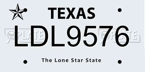 LDL9576 Texas License Plate
