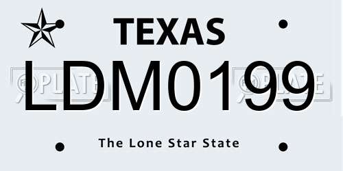 LDM0199 Texas License Plate