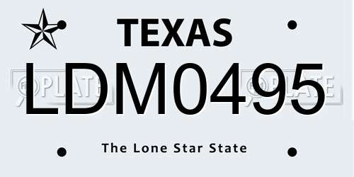 LDM0495 Texas License Plate