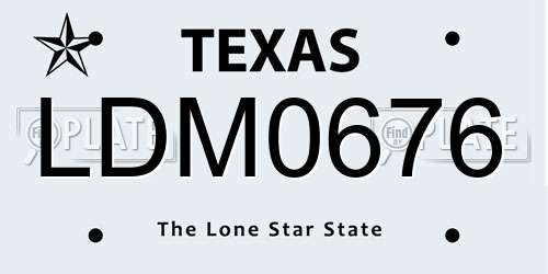 LDM0676 Texas License Plate