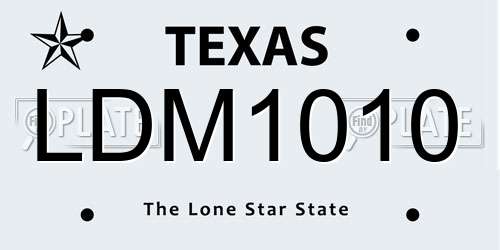LDM1010 Texas License Plate