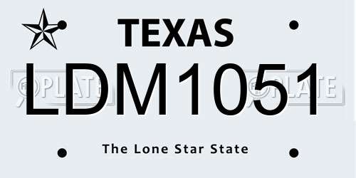LDM1051 Texas License Plate