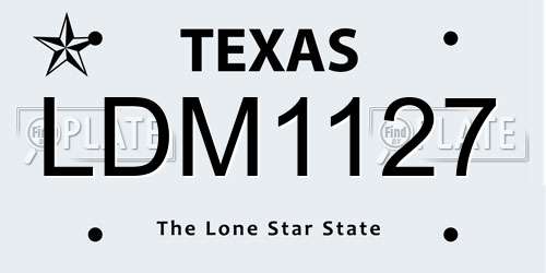 LDM1127 Texas License Plate