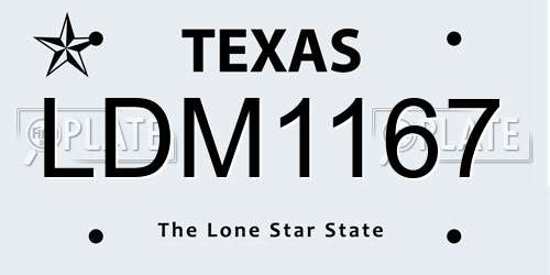 LDM1167 Texas License Plate