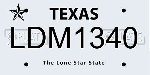 LDM1340 Texas License Plate
