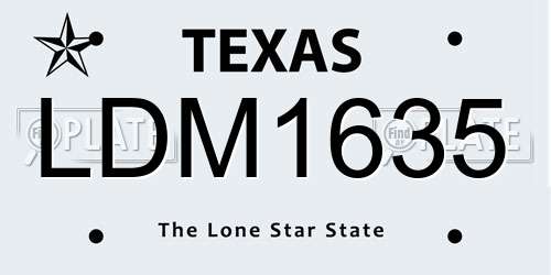 LDM1635 Texas License Plate