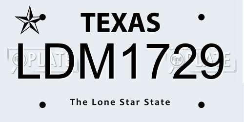LDM1729 Texas License Plate