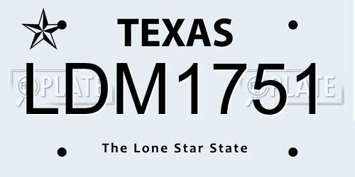 LDM1751 Texas License Plate