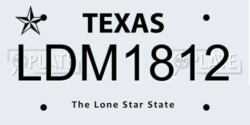 LDM1812 Texas License Plate