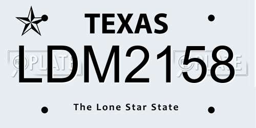 LDM2158 Texas License Plate