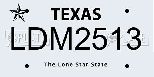 LDM2513 Texas License Plate