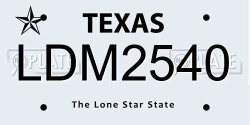 LDM2540 Texas License Plate