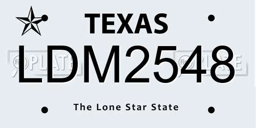 LDM2548 Texas License Plate